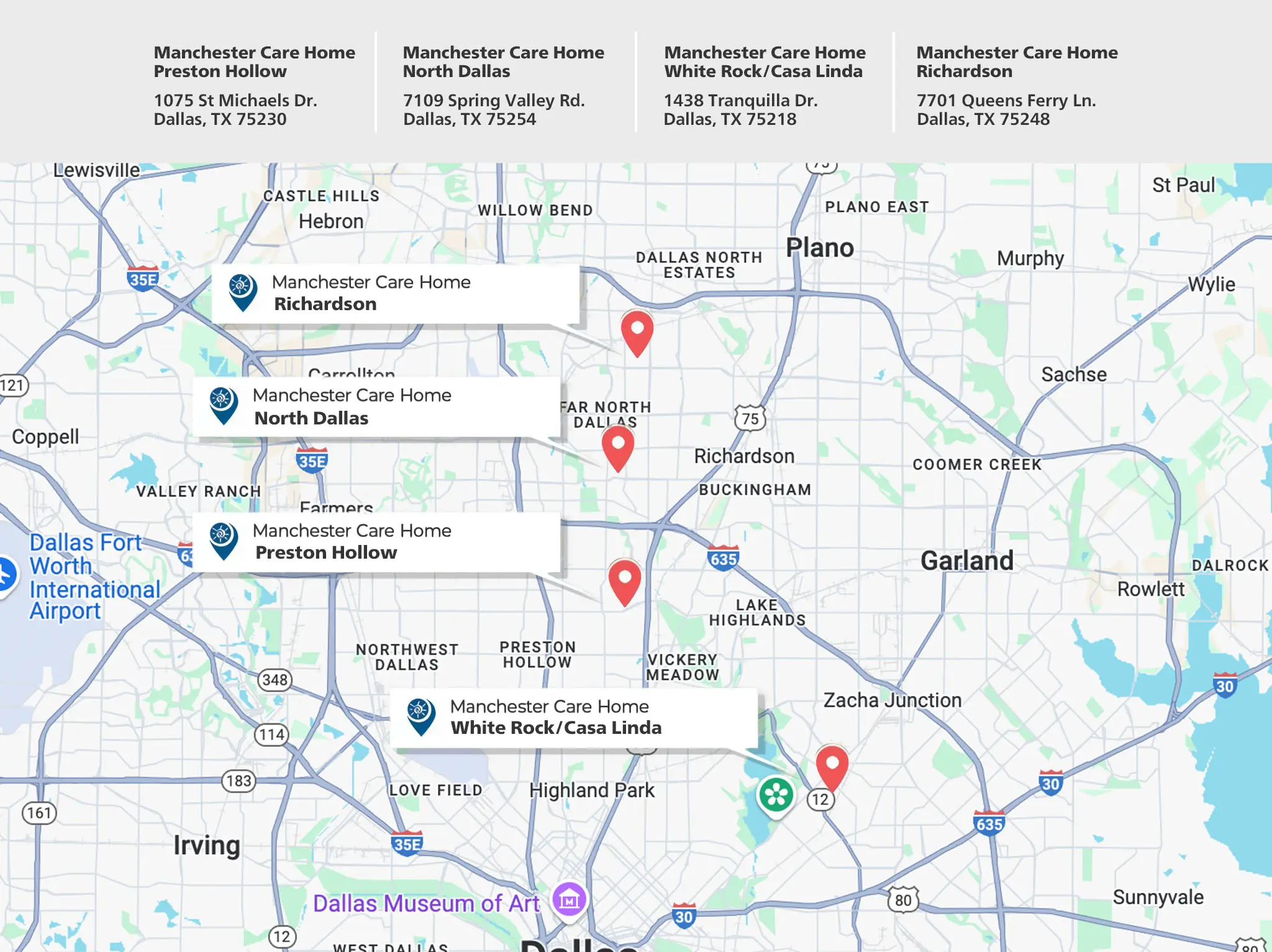 Manchester Care Homes location map