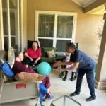 Playing games outside together