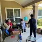 Playing games outside together